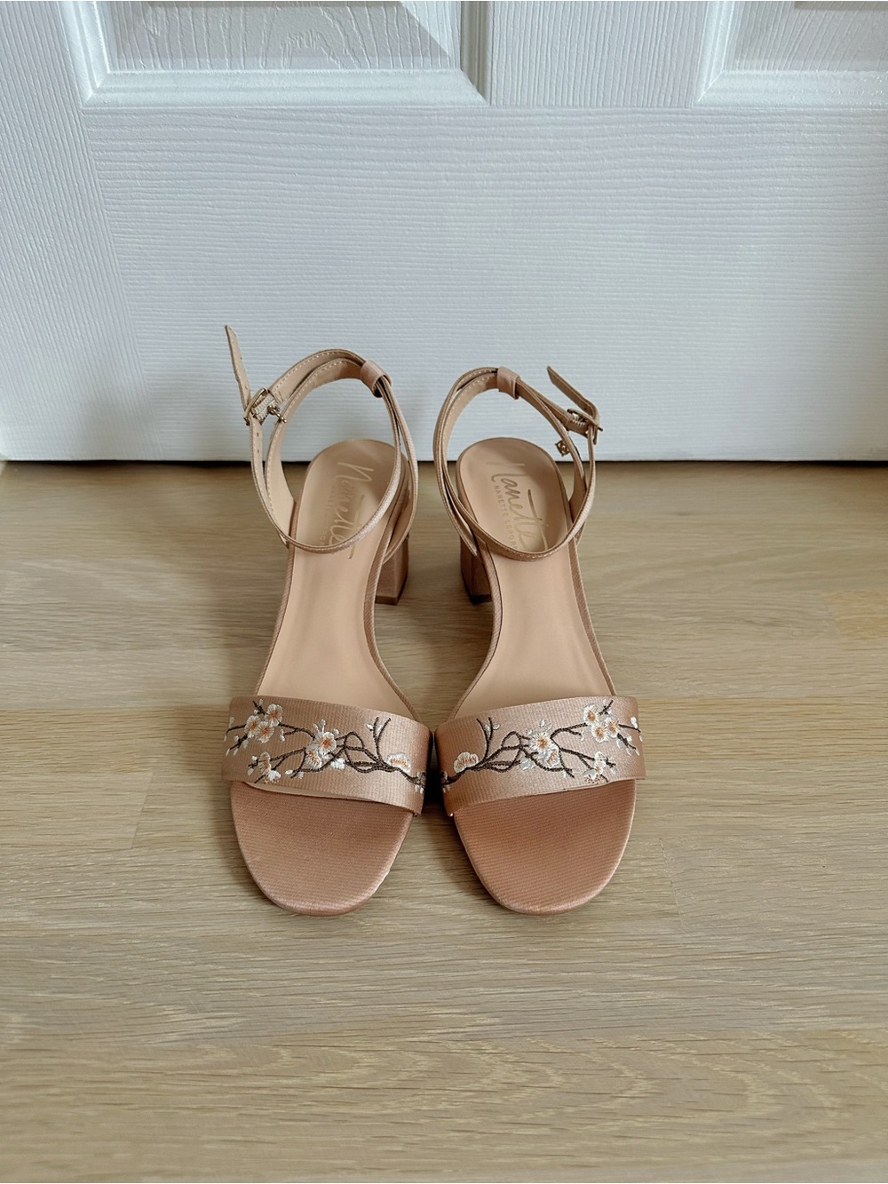 Brand New Embellished Ankle-Strap Block Heel Sandals